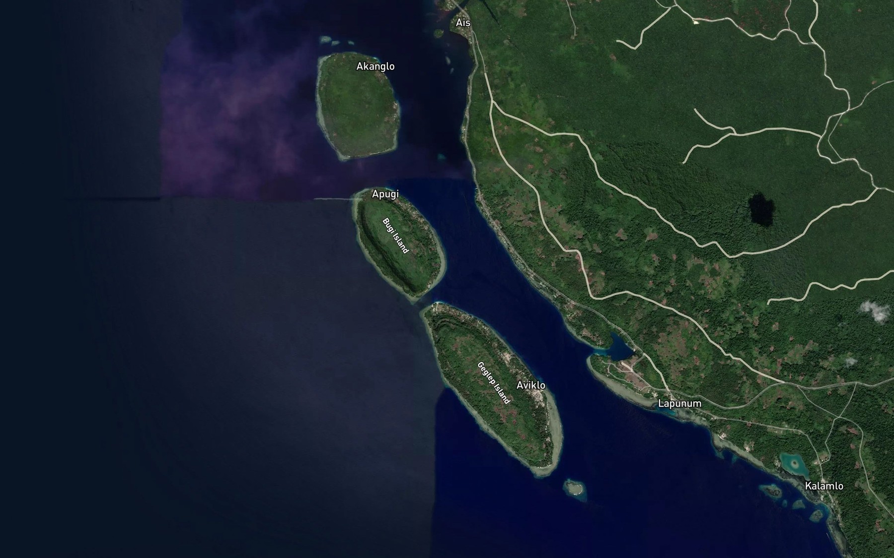 Satellite map of the Magipun Passage