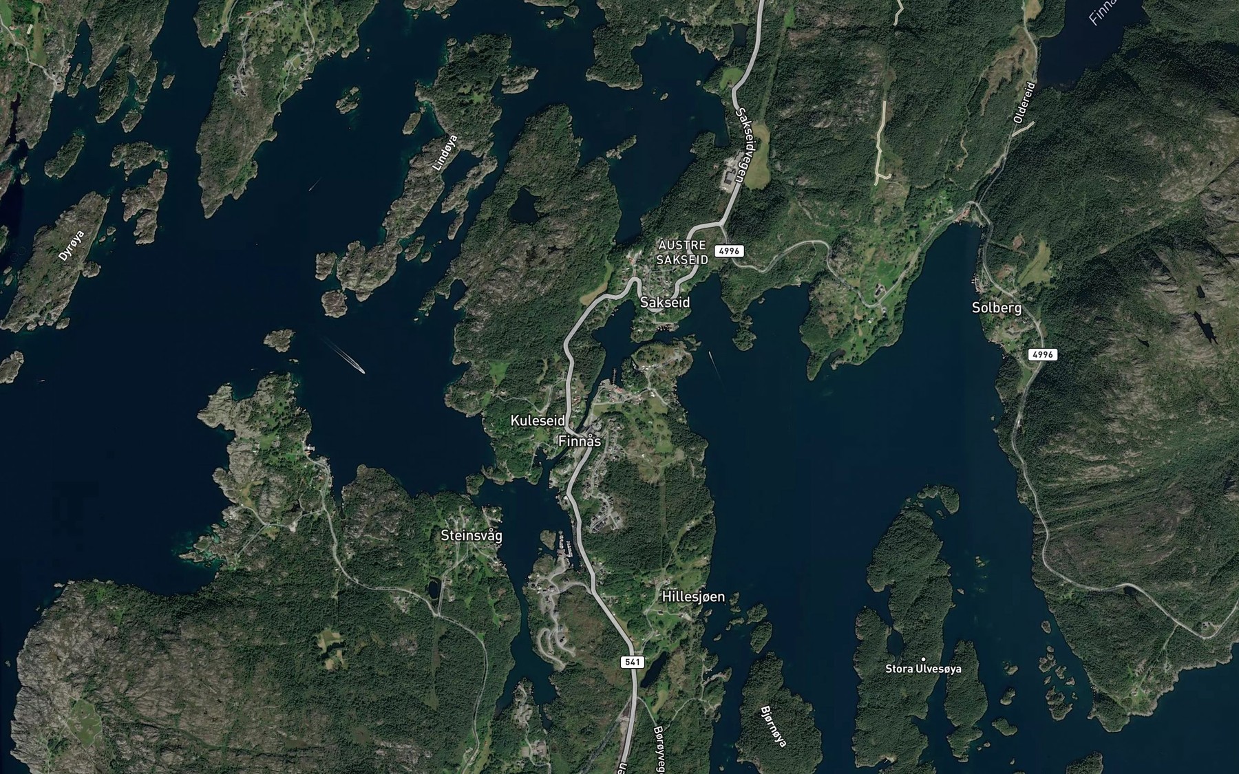 Satellite map of the Mjelkevika