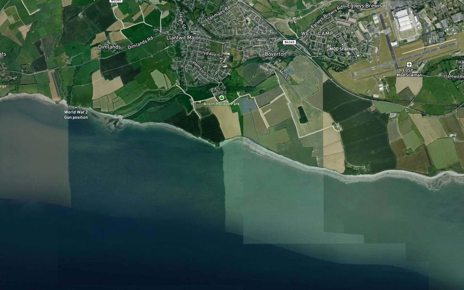 Satellite map of the Stout Bay