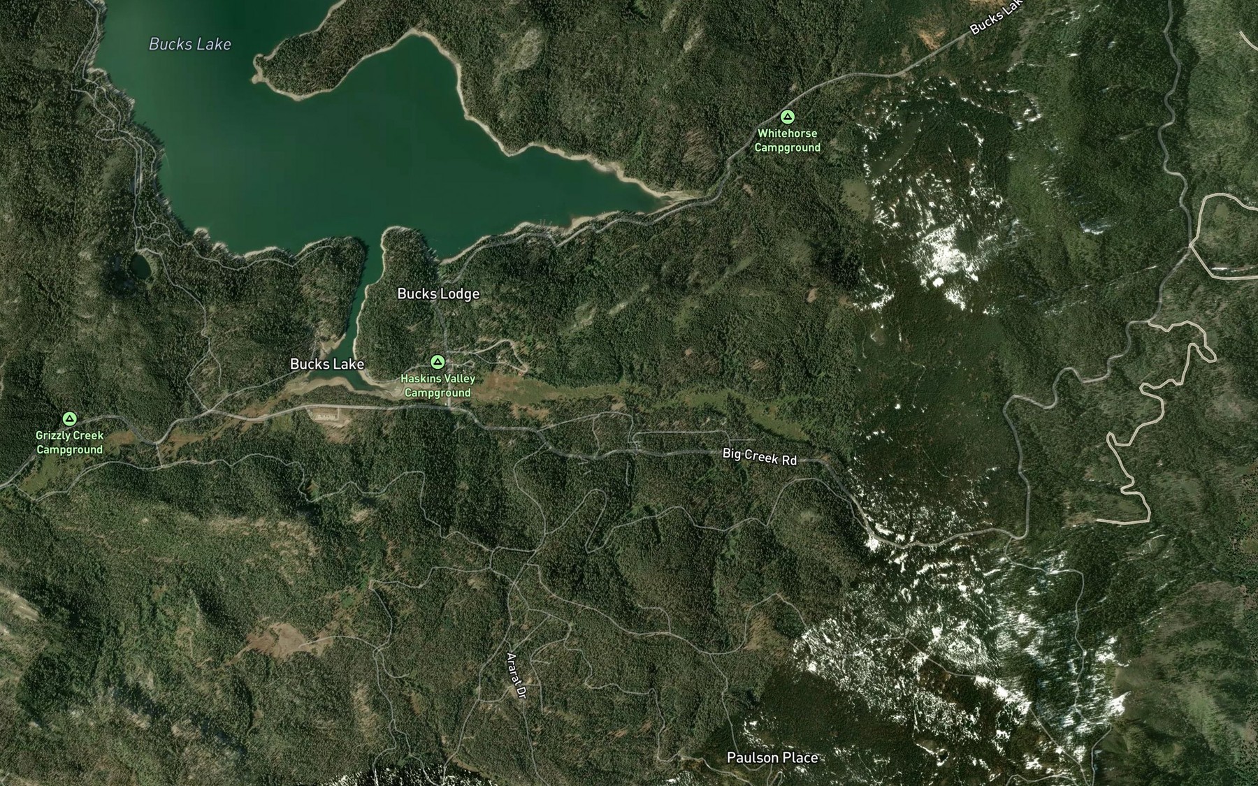 Satellite map of the Daniels Creek