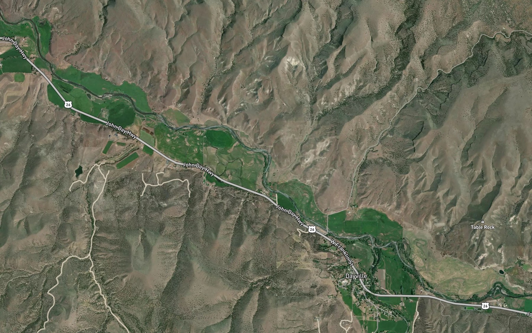 Satellite map of the Ferris Creek