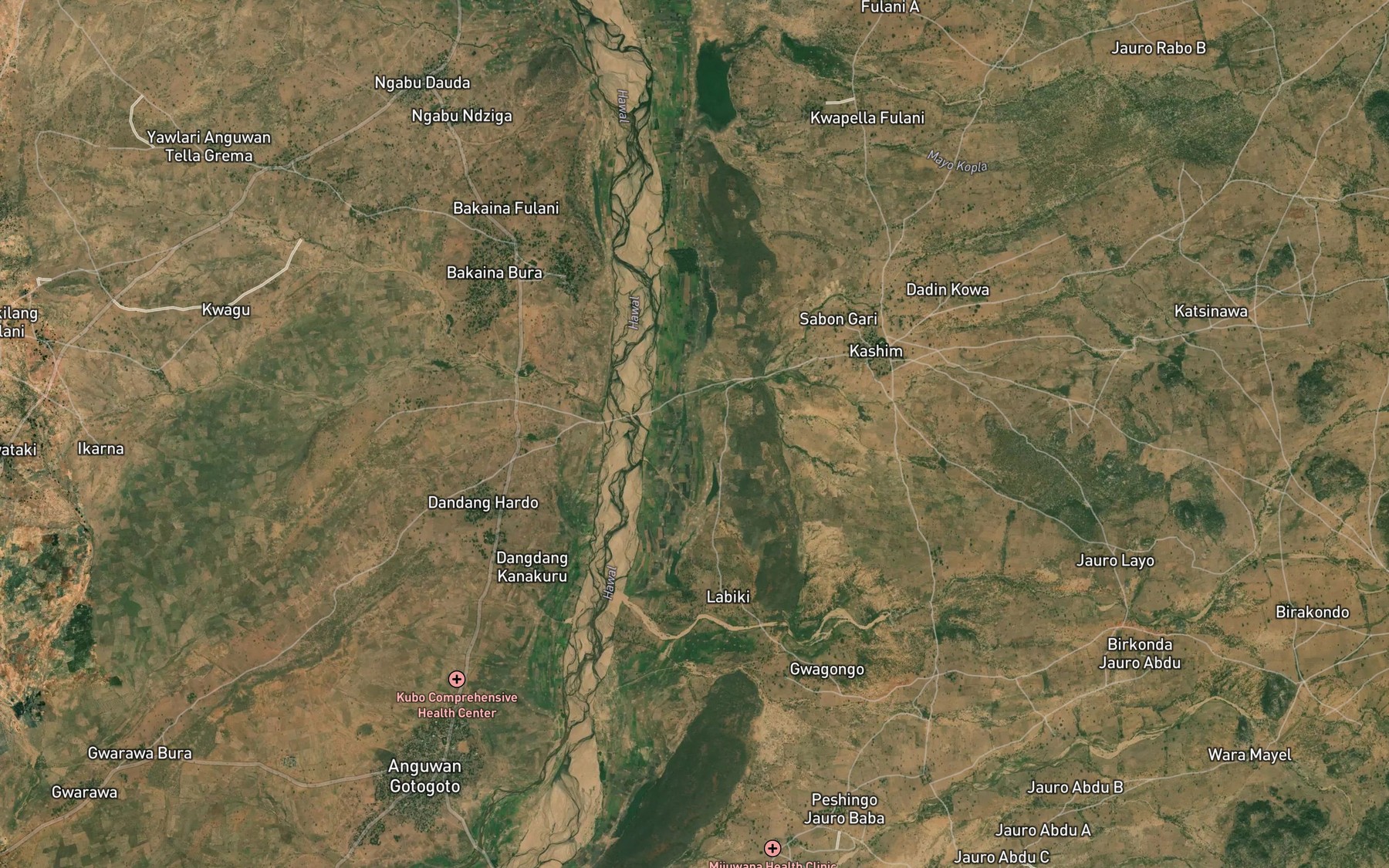 Satellite map of the Mayo Lebiki