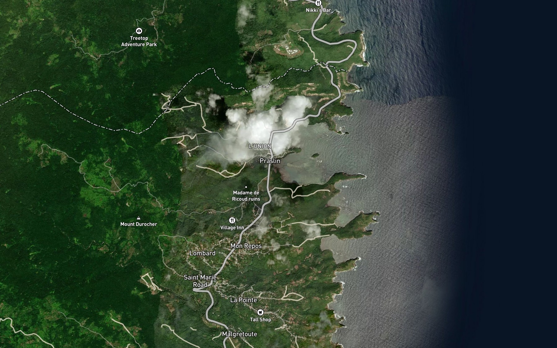 Satellite map of the Mamiku River
