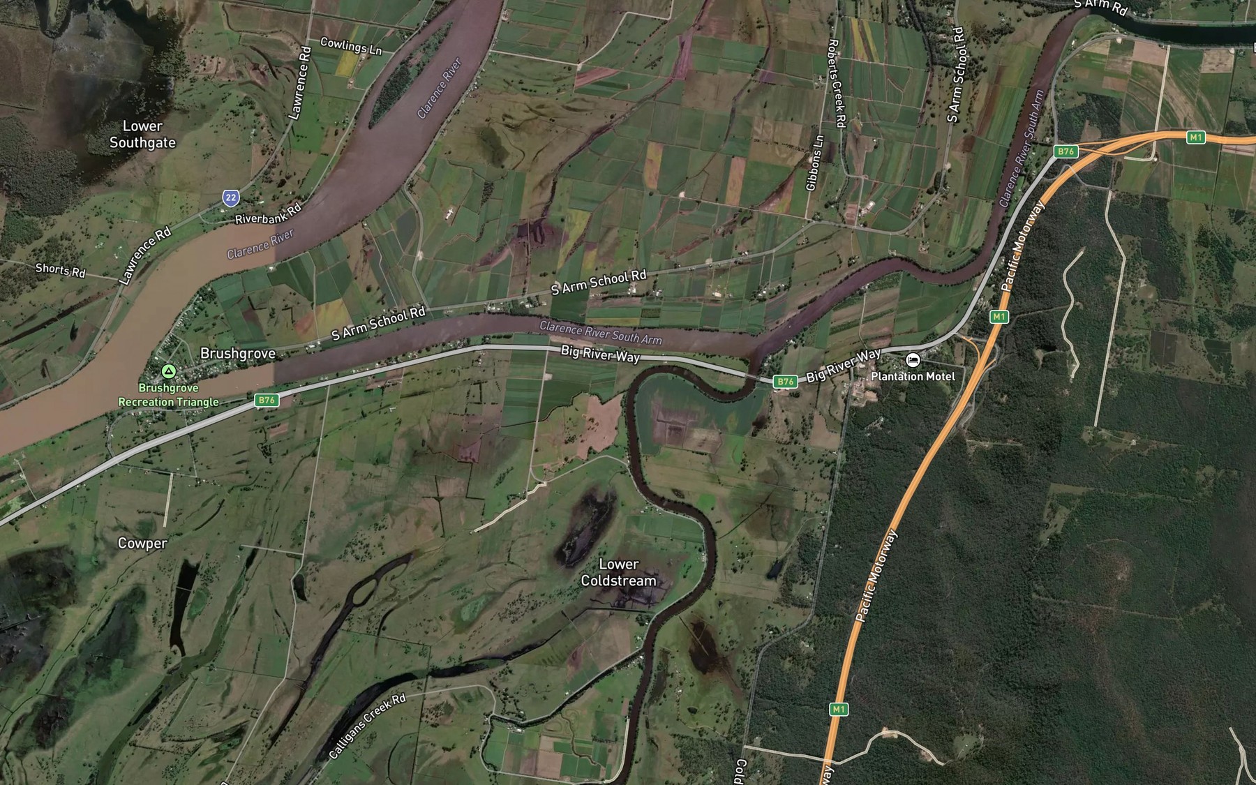 Satellite map of the Coola Creek