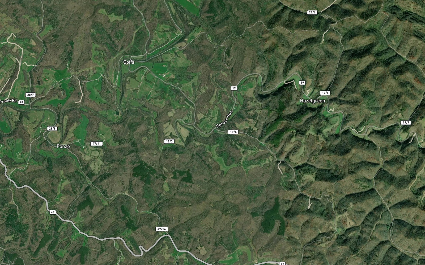 Satellite map of the Dry Run