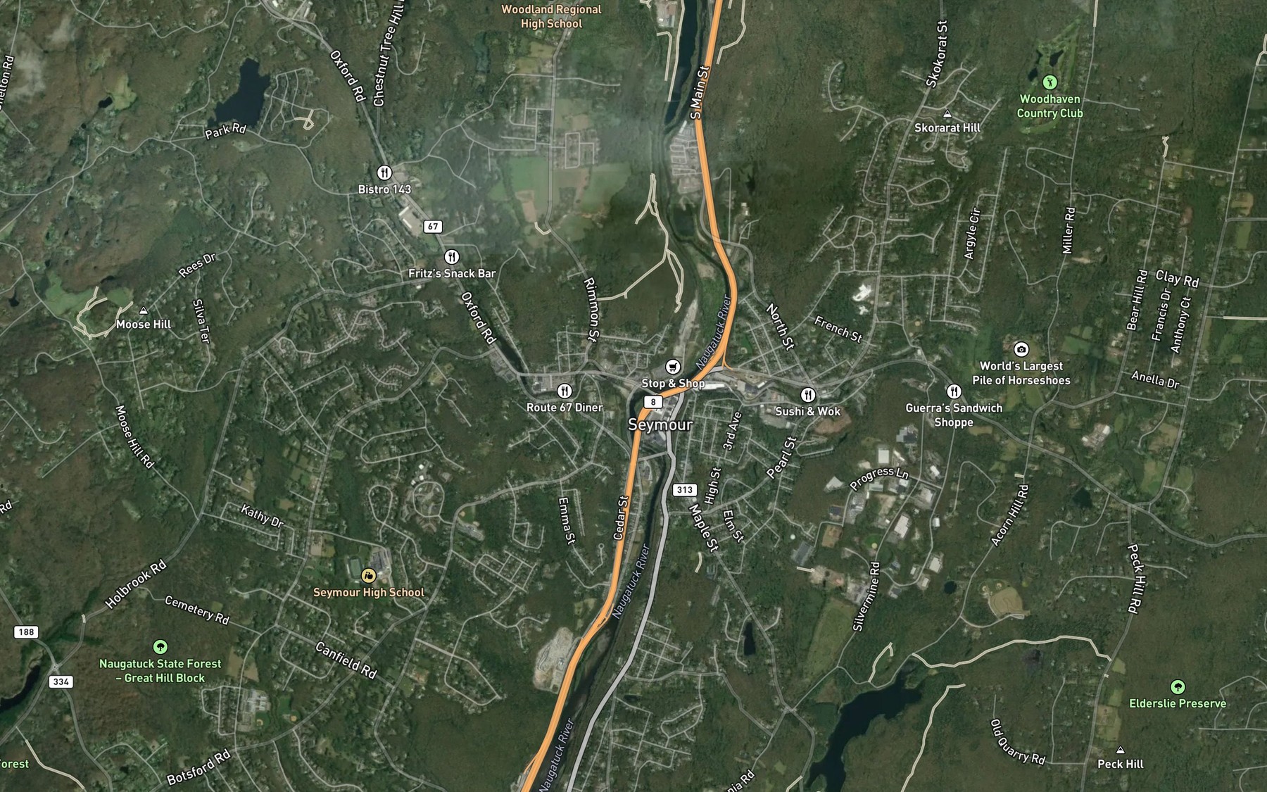 Satellite map of the Little River