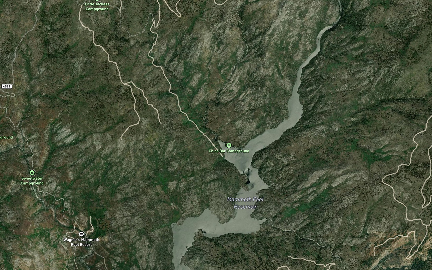 Satellite map of the Jackass Creek