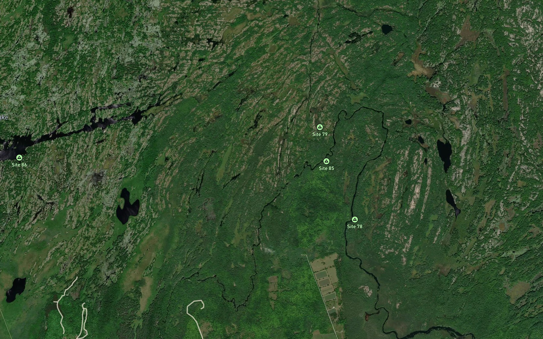 Satellite map of the Smudge Creek