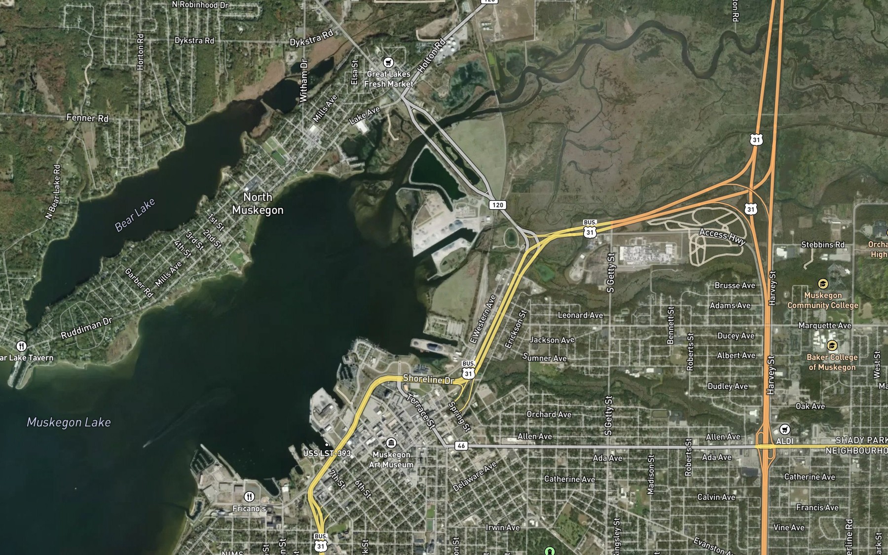 Satellite map of the South Channel