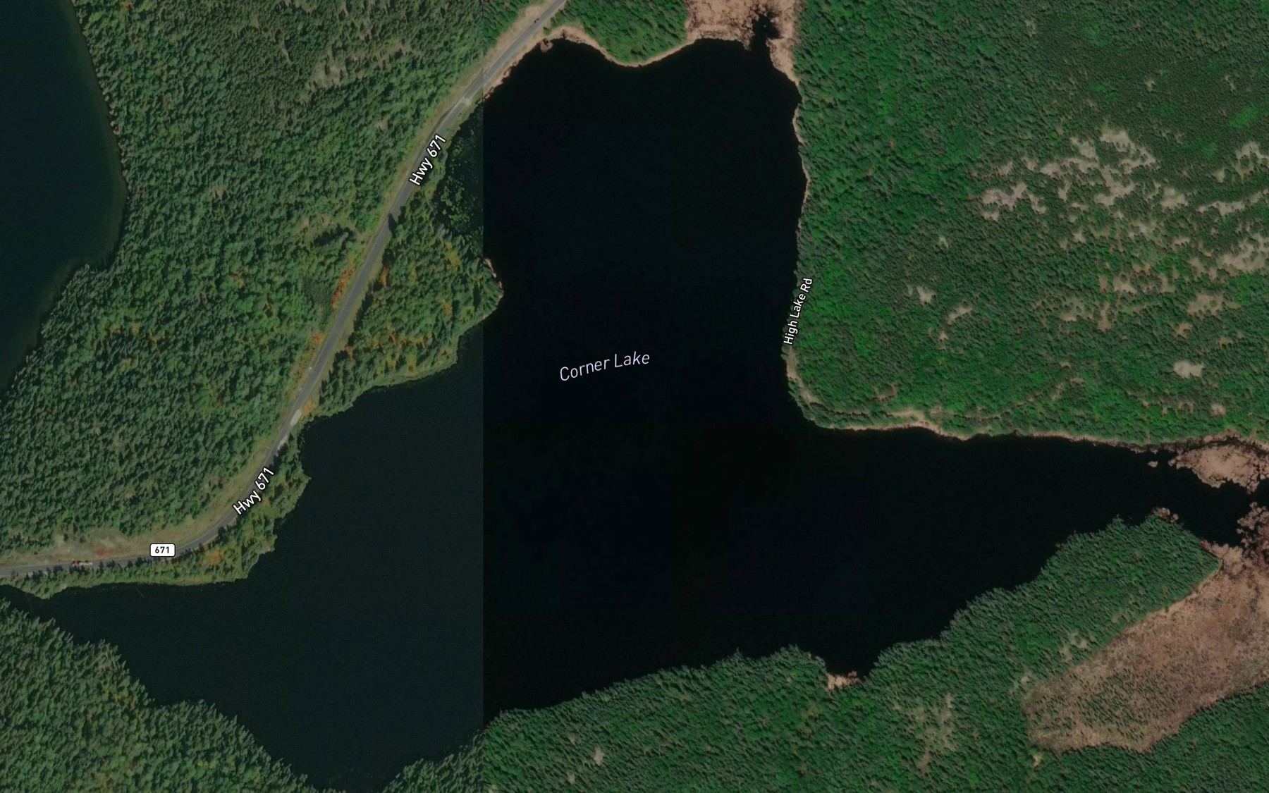 Satellite map of the Corner Lake