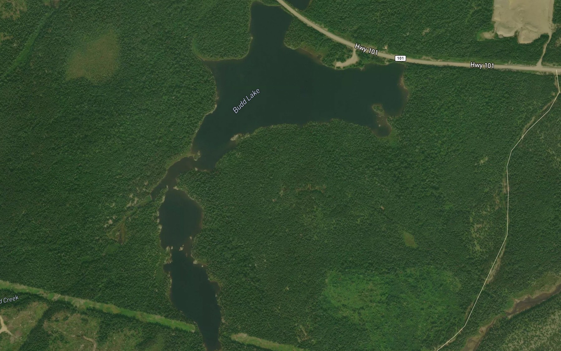 Satellite map of the Budd Lake