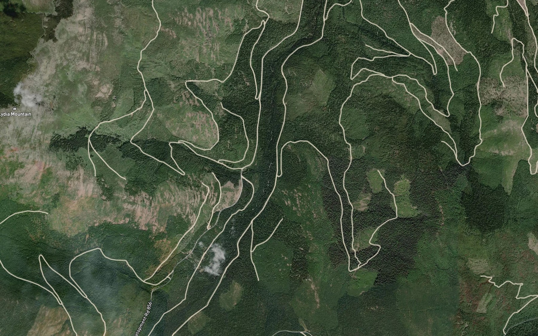 Satellite map of the Lydia Creek