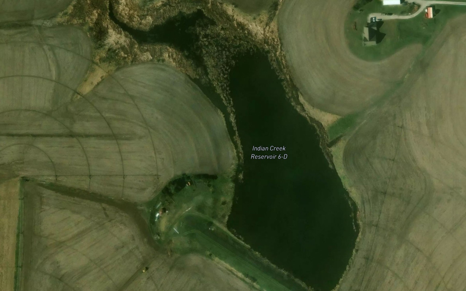 Satellite map of the Indian Creek Reservoir 6-D