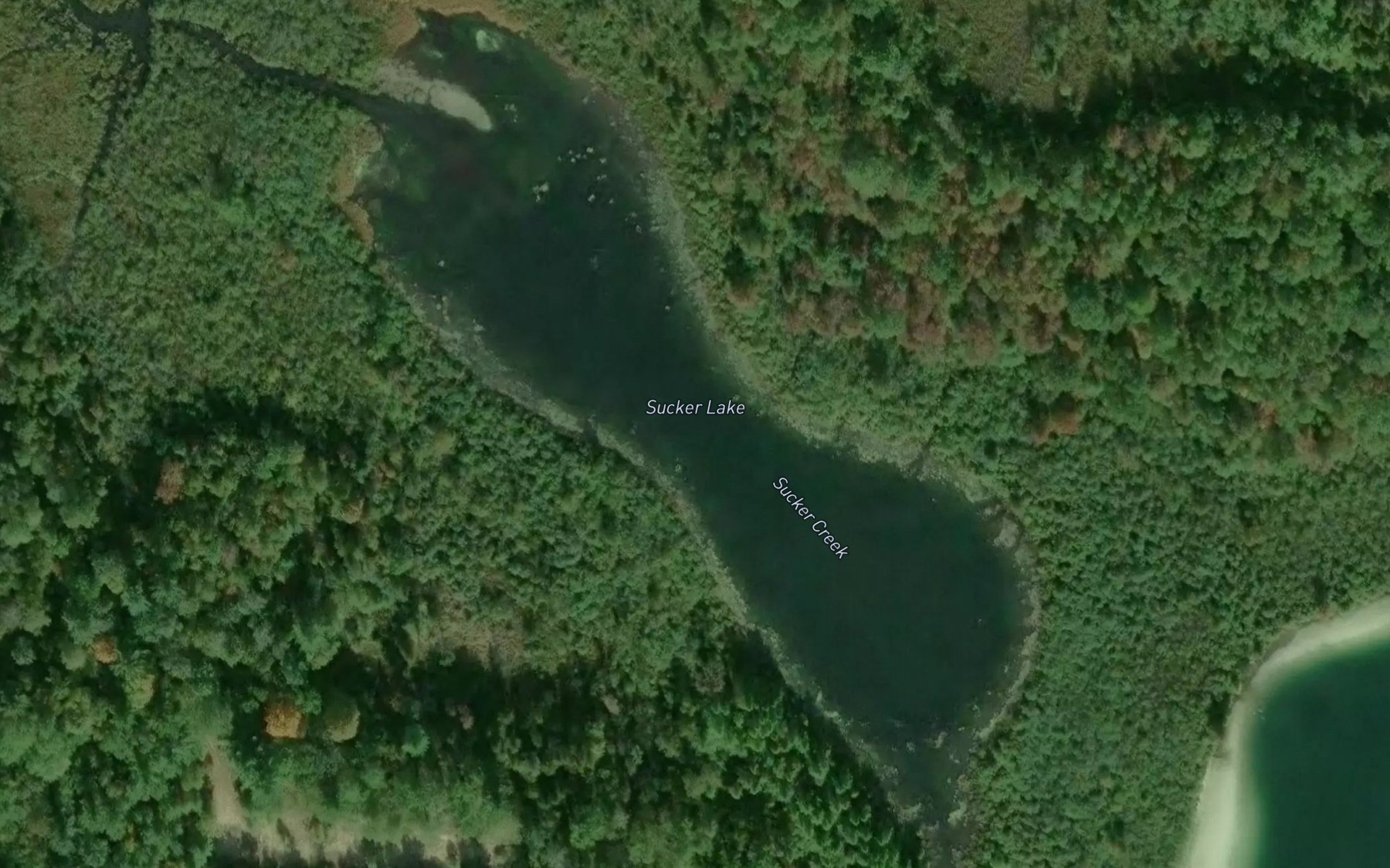 Satellite map of the Sucker Lake