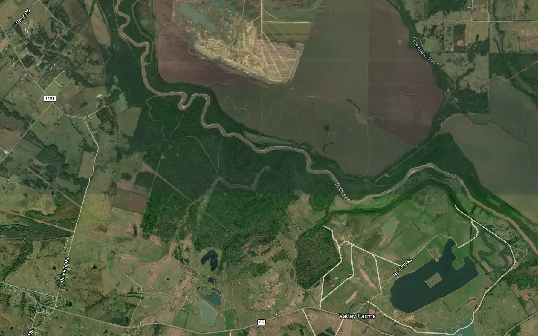 Satellite map of the Village Creek