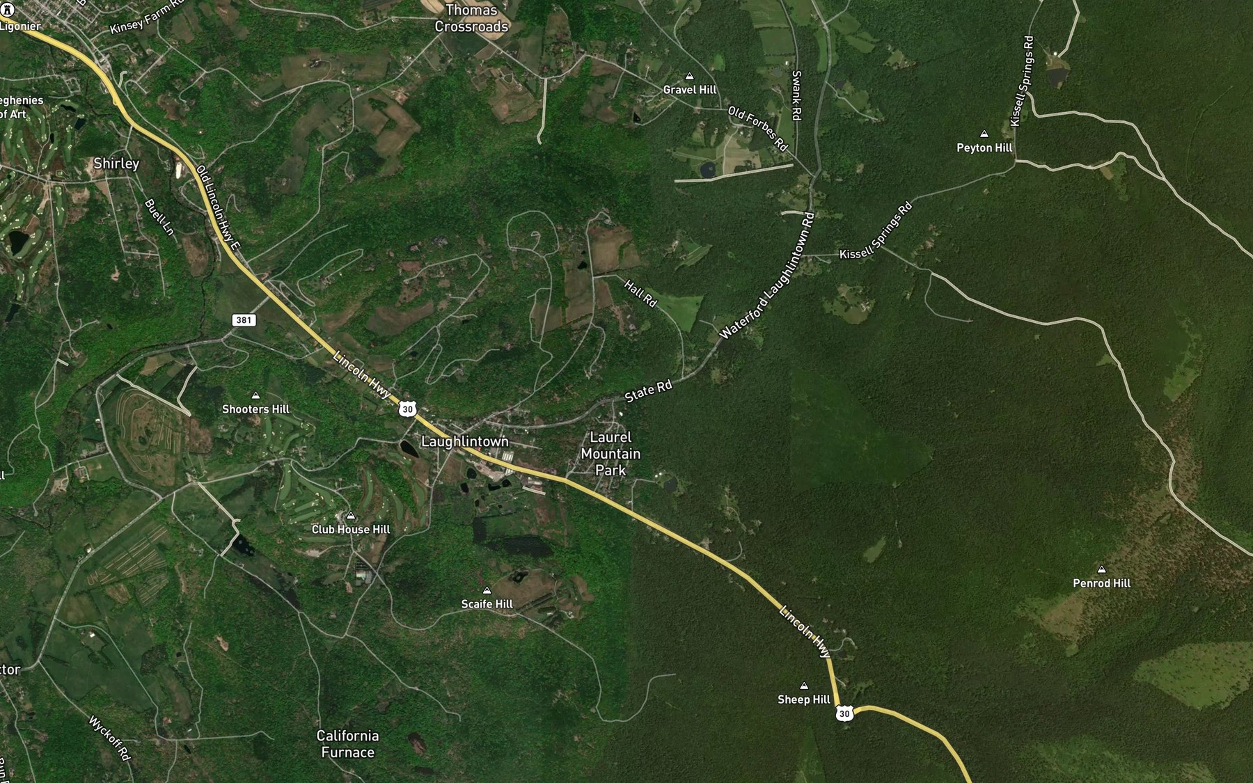Satellite map of the Furnace Run