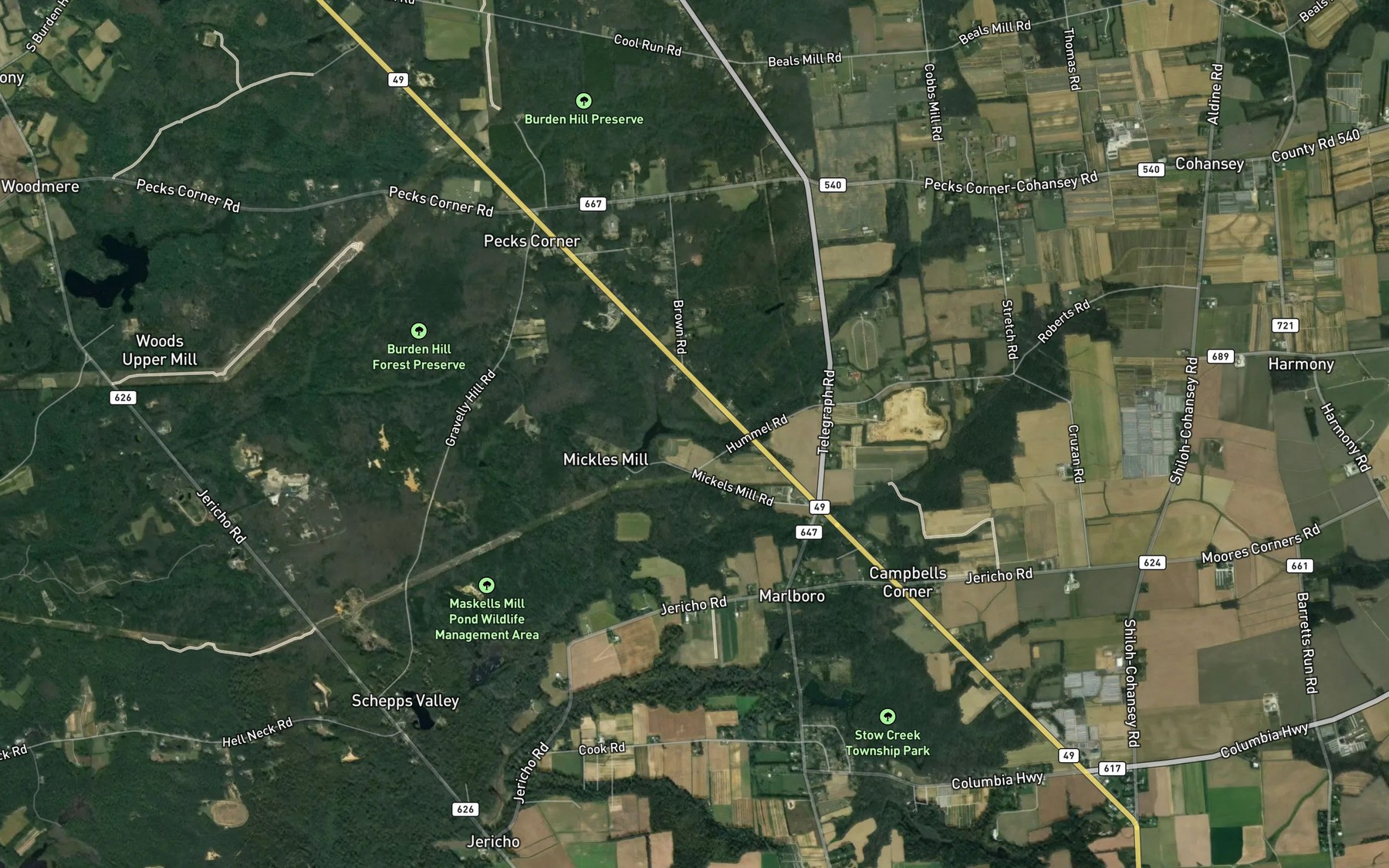 Satellite map of the Horse Run