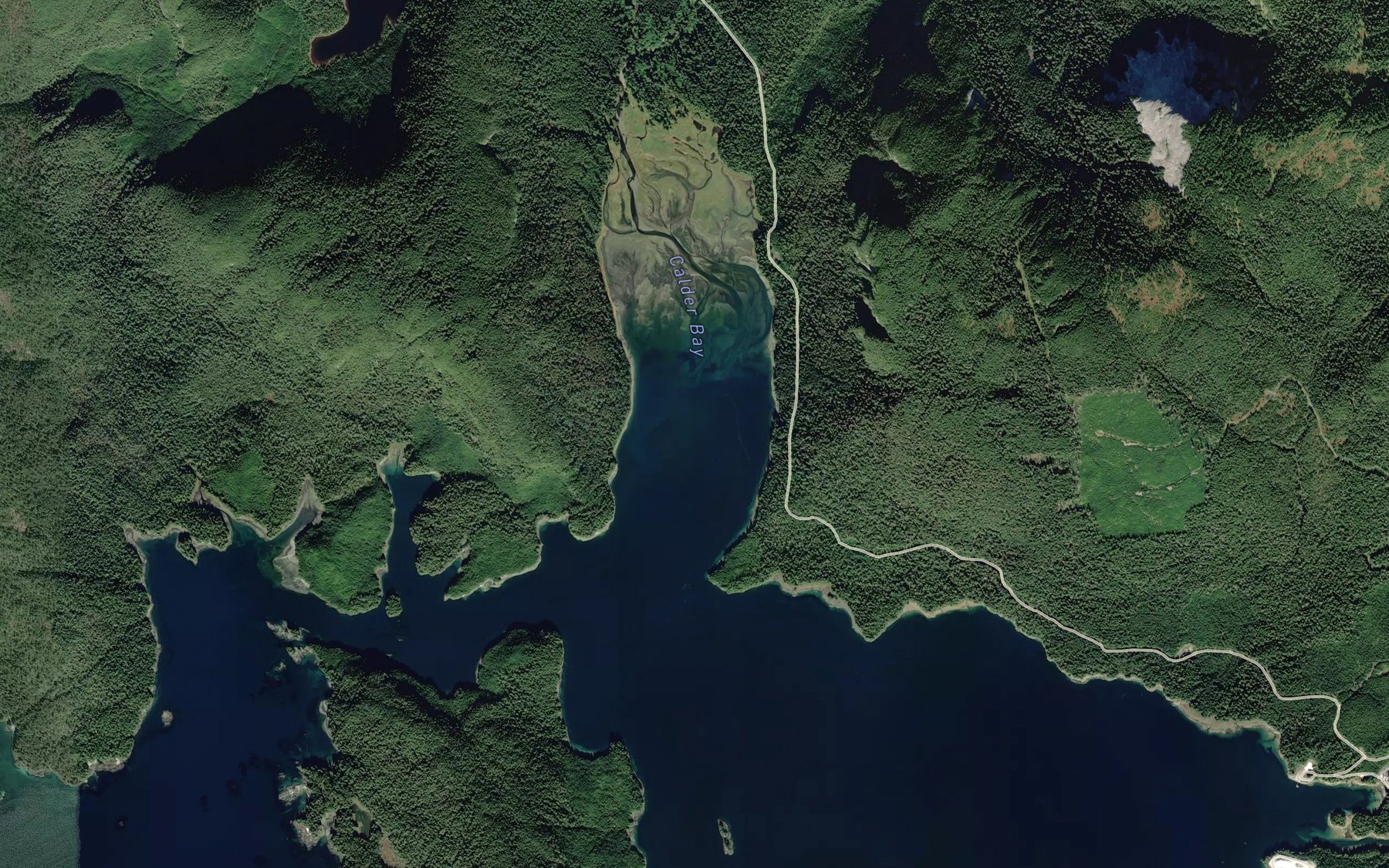 Satellite map of the Calder Bay