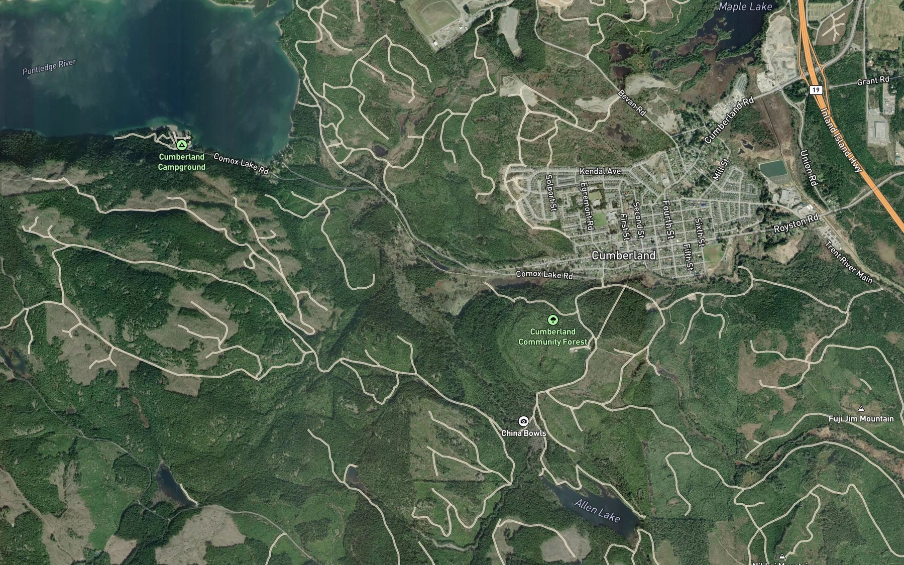 Satellite map of the Cumberland Creek
