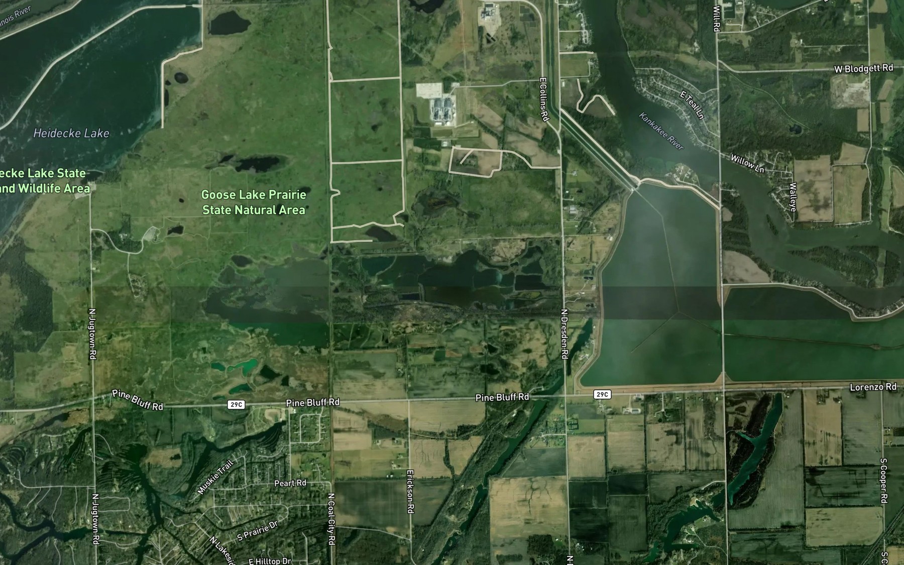 Satellite map of the Goose Lake