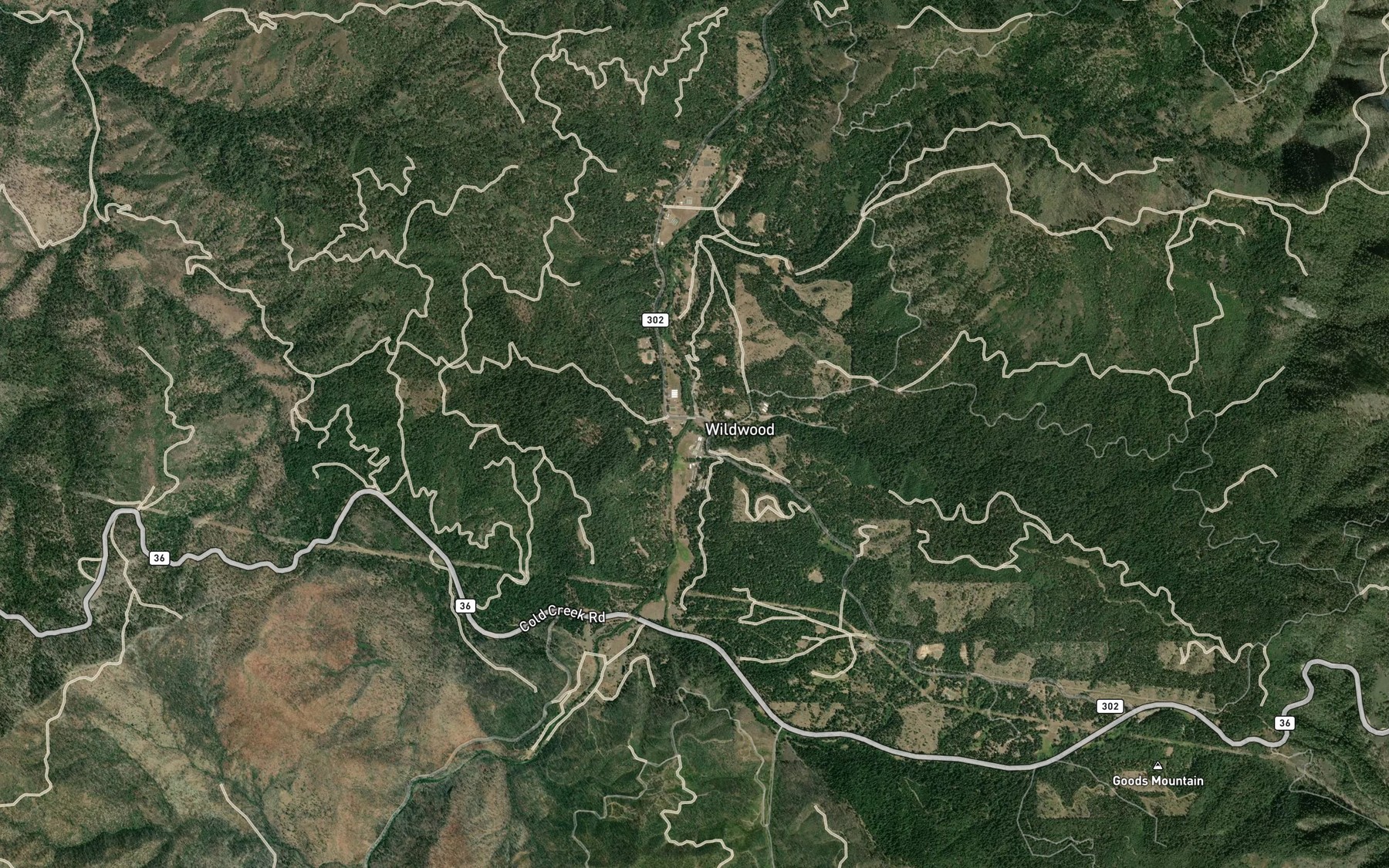Satellite map of the Hall City Creek