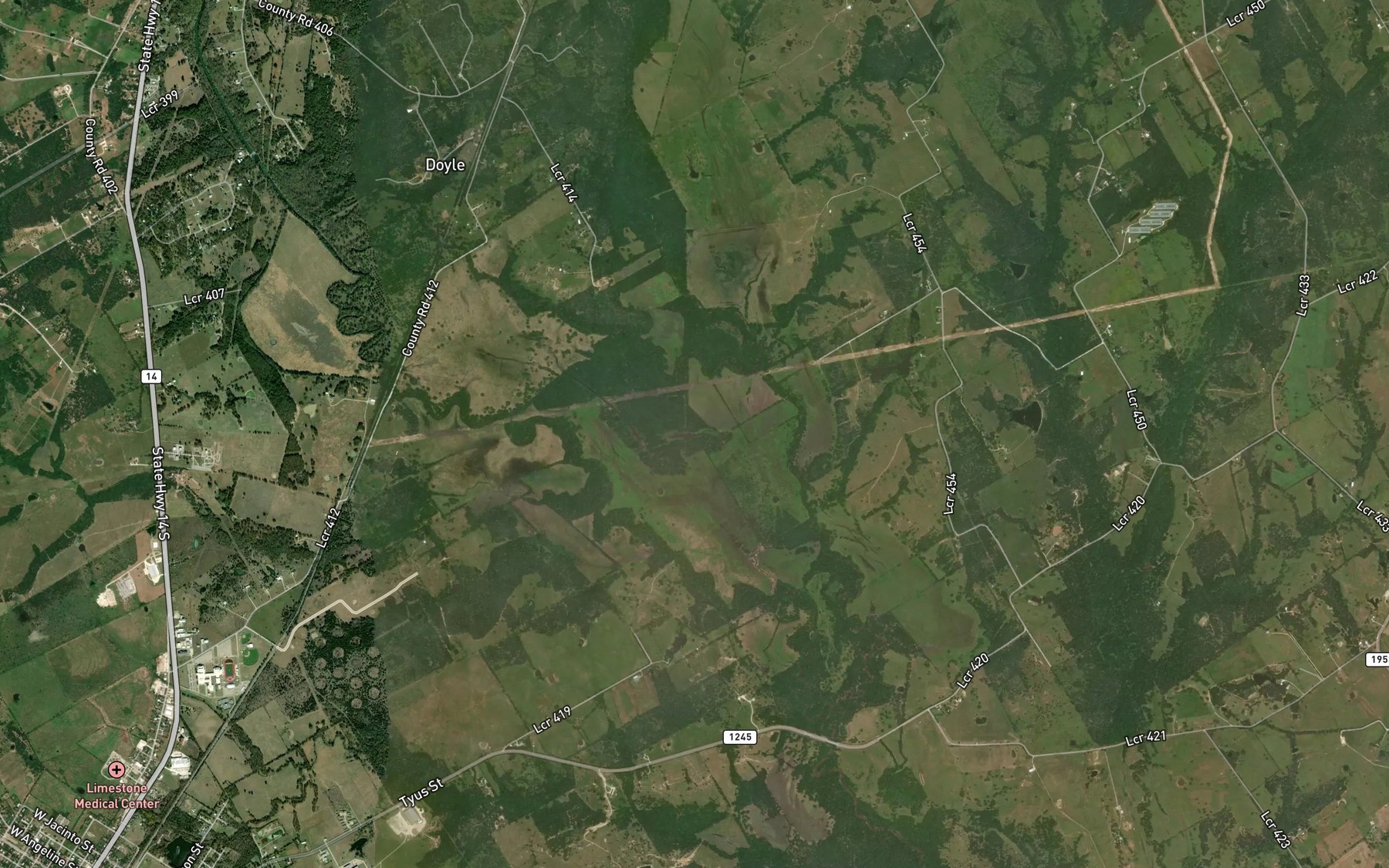 Satellite map of the Moss Lake