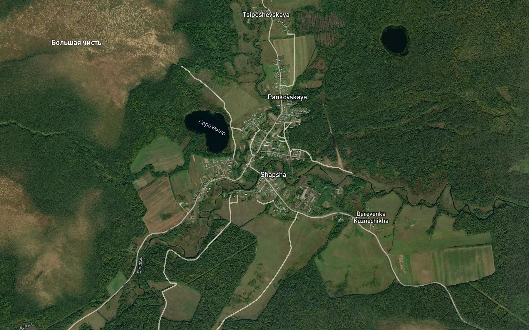 Satellite map of the Shapsha