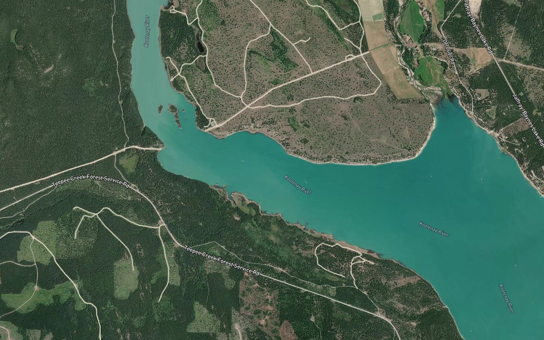 Satellite map of the Plumbob Creek