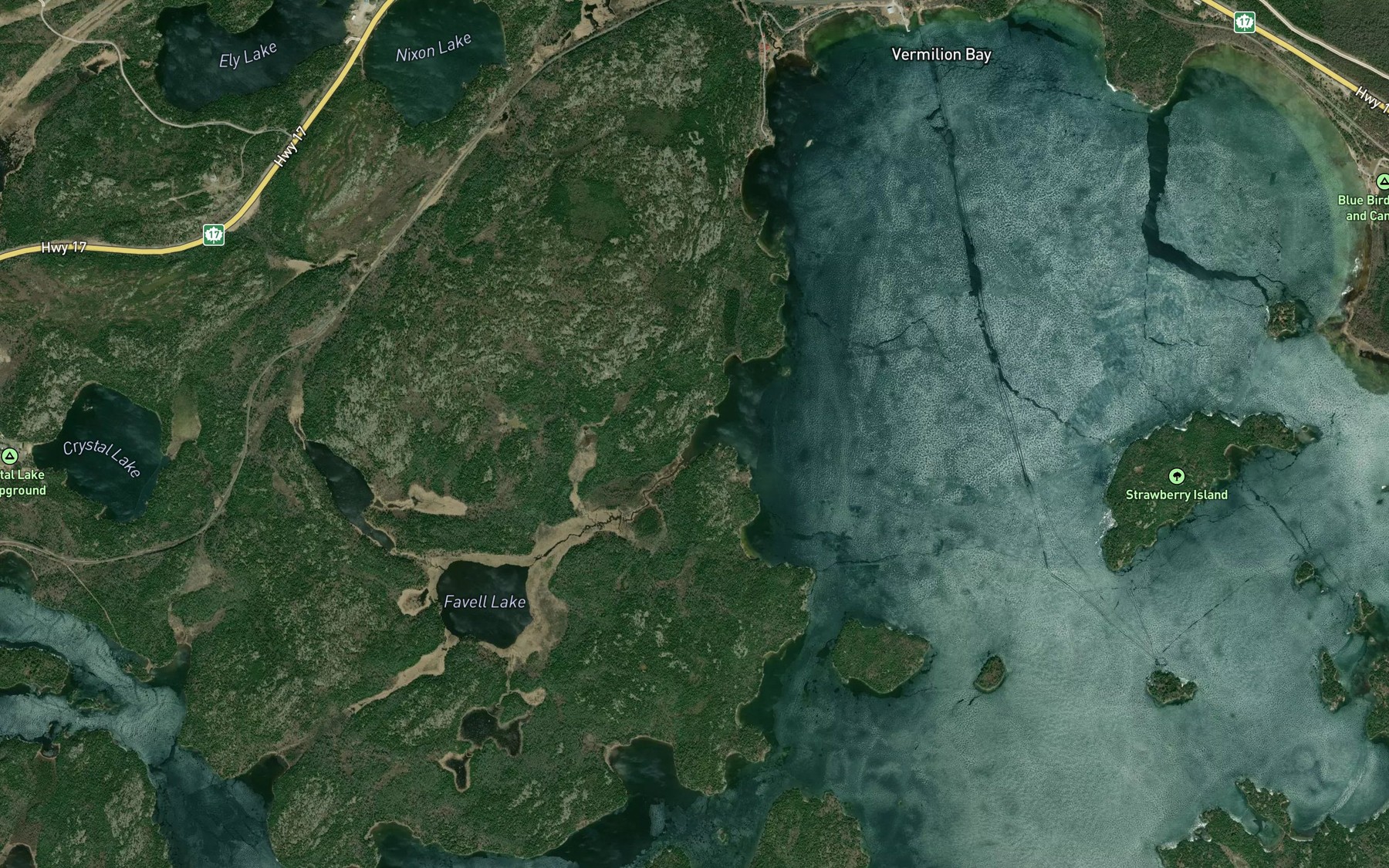 Satellite map of the Favell Bay