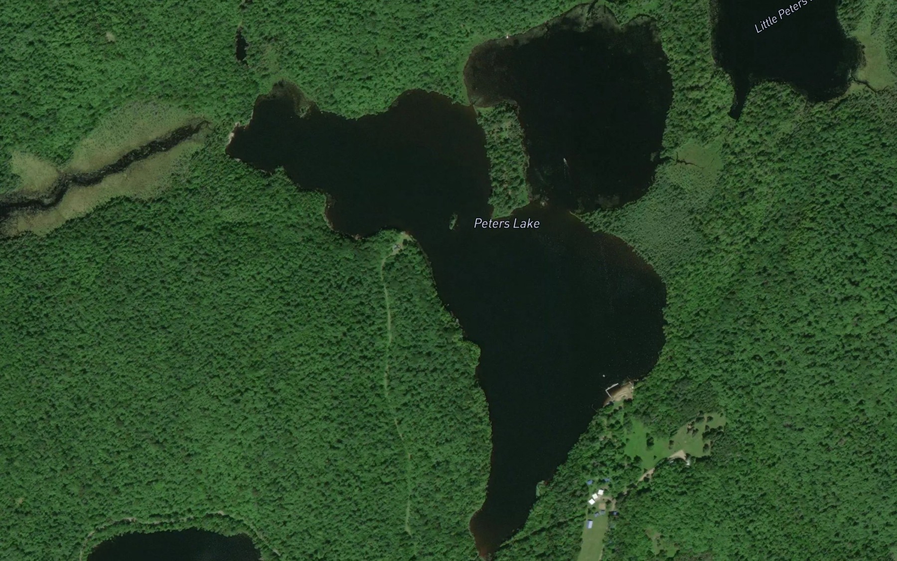 Satellite map of the Peters Lake