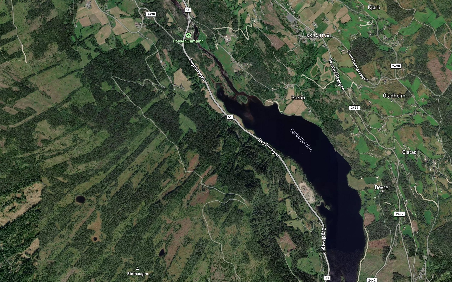 Satellite map of the Oddebekken