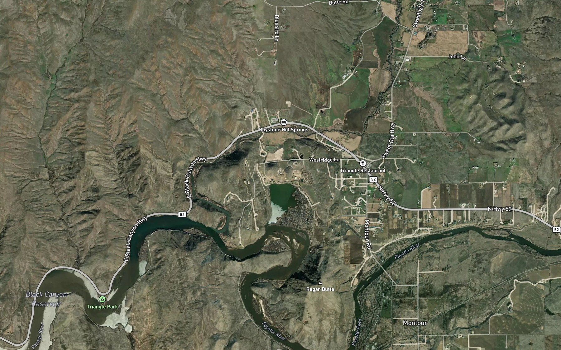 Satellite map of the Regan Bend