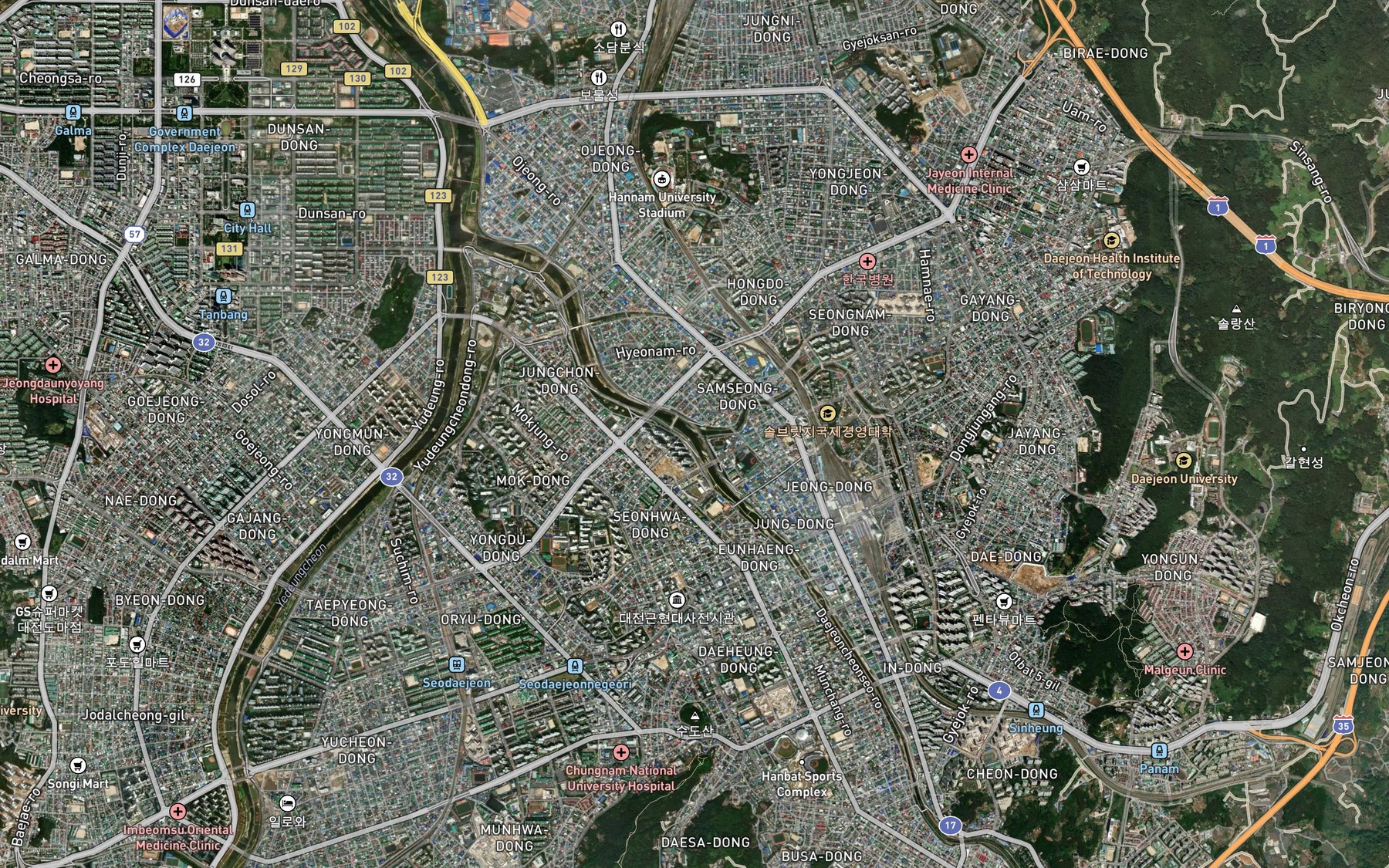 Satellite map of the Daedongcheon