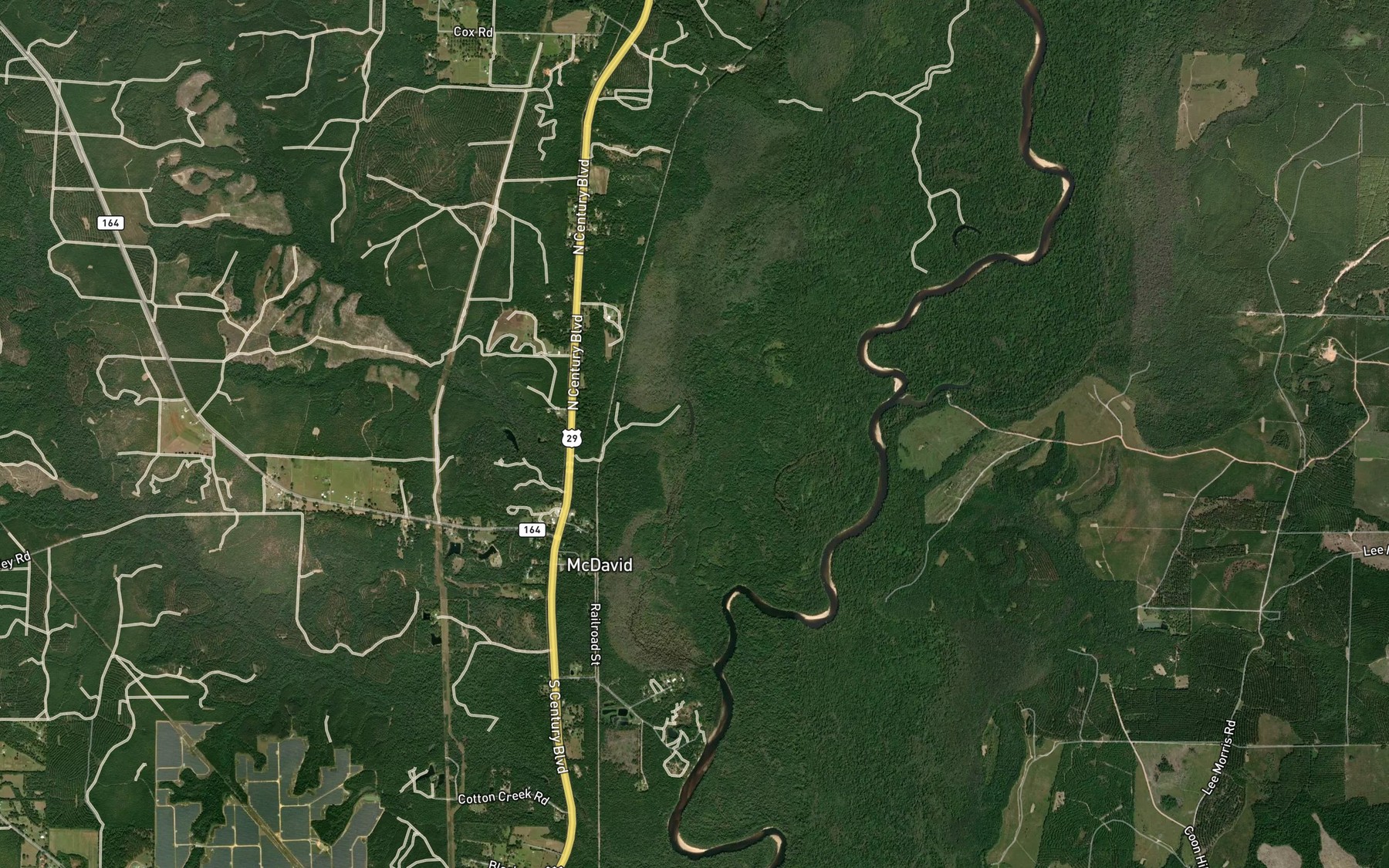 Satellite map of the Mitchell Creek