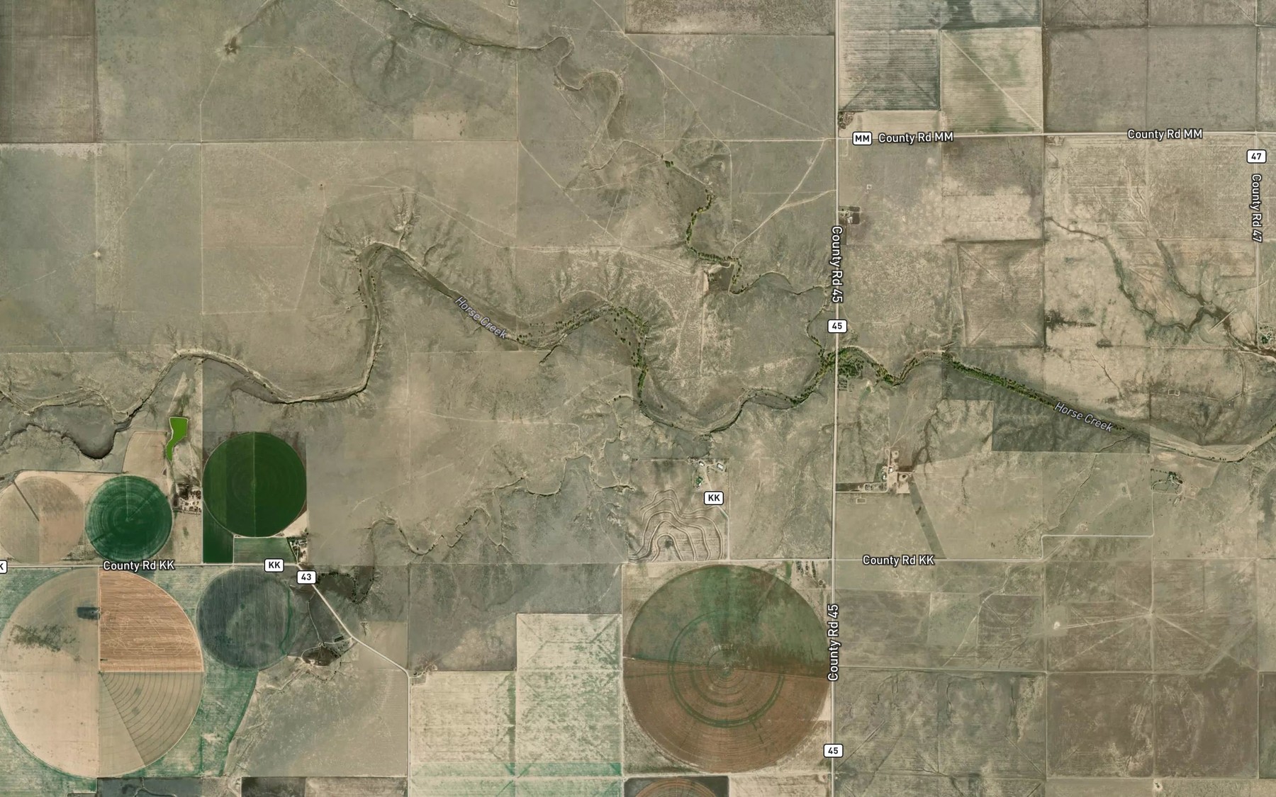 Satellite map of the Antelope Creek