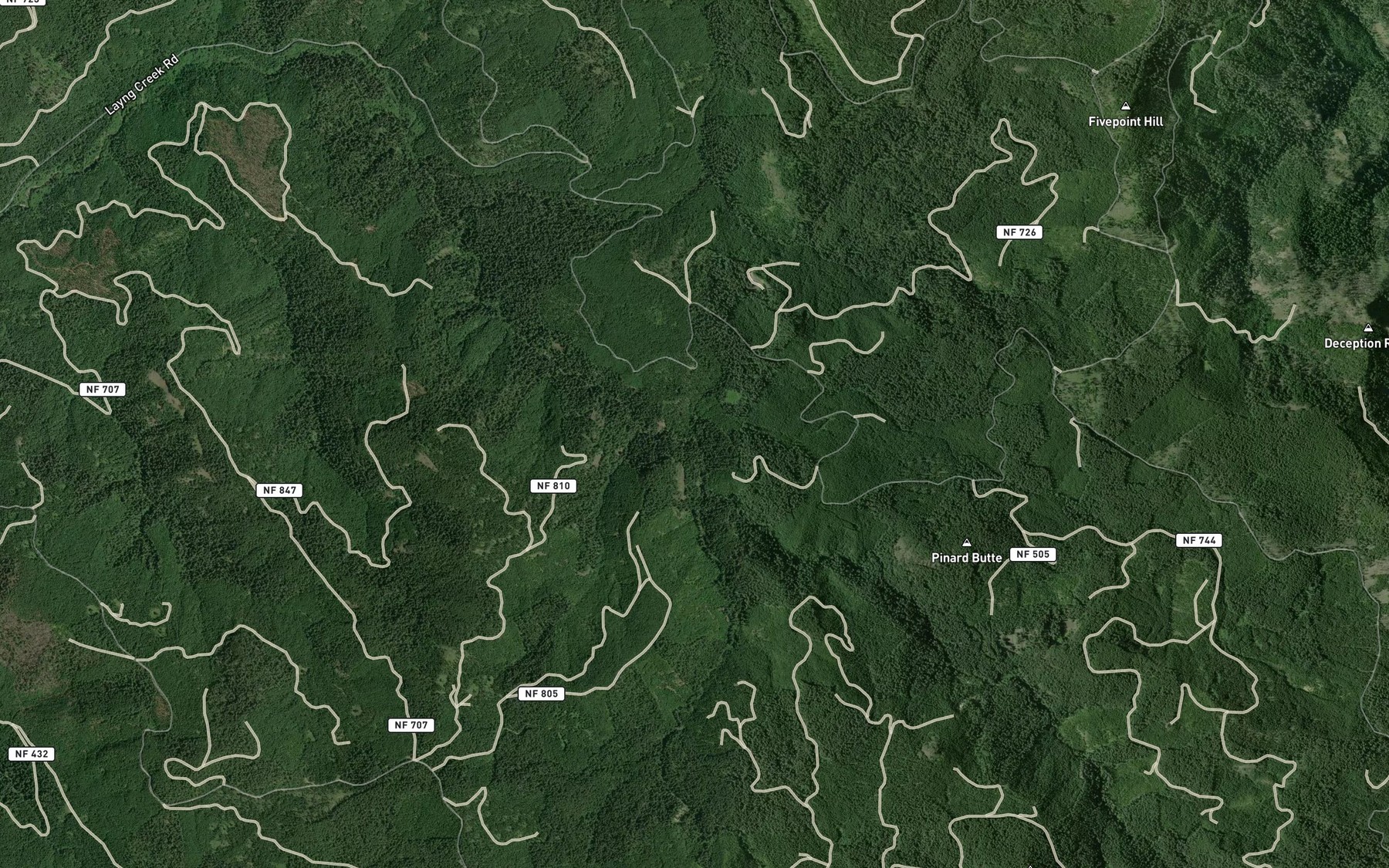 Satellite map of the Silverstairs Creek