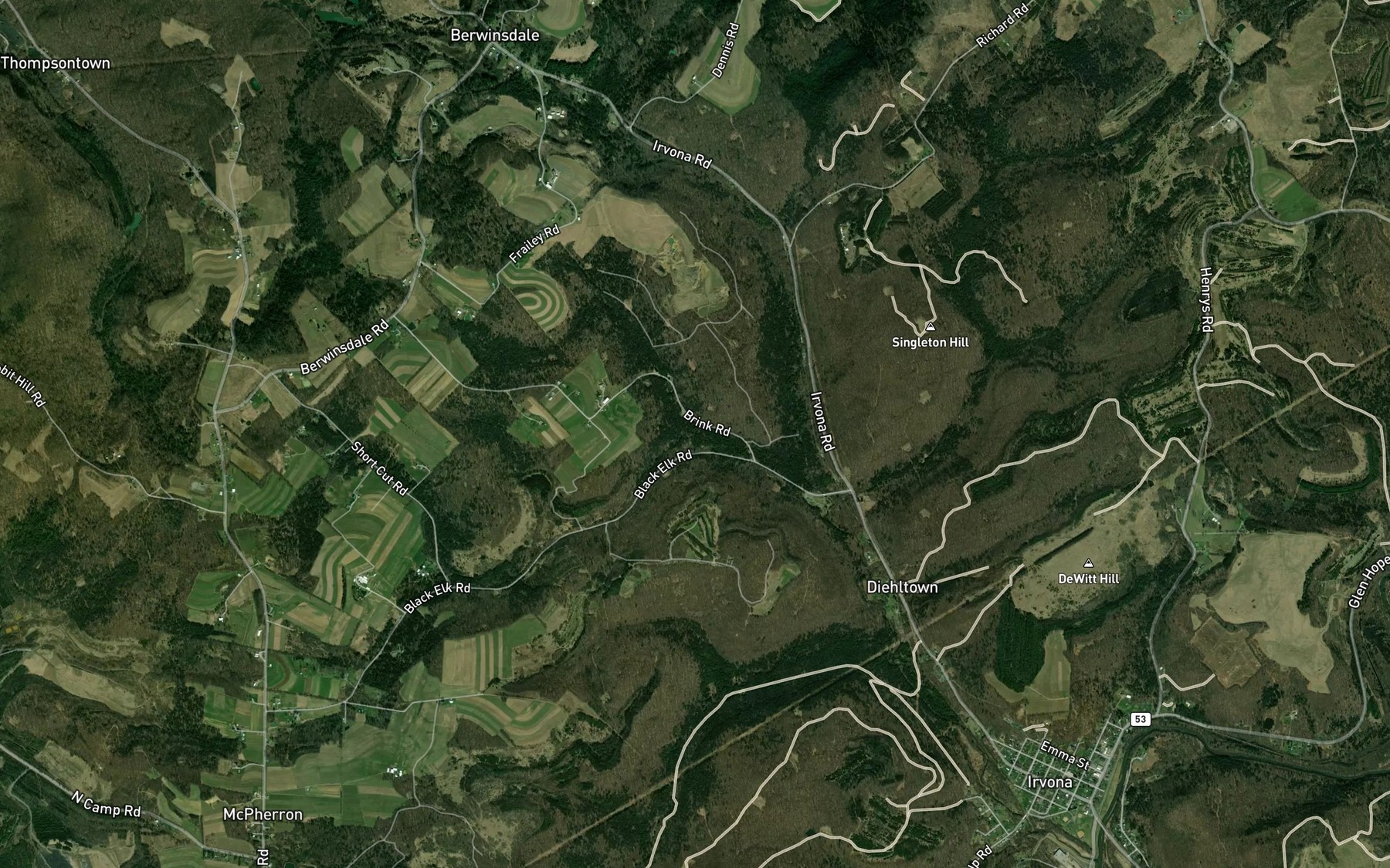 Satellite map of the Davidson Run
