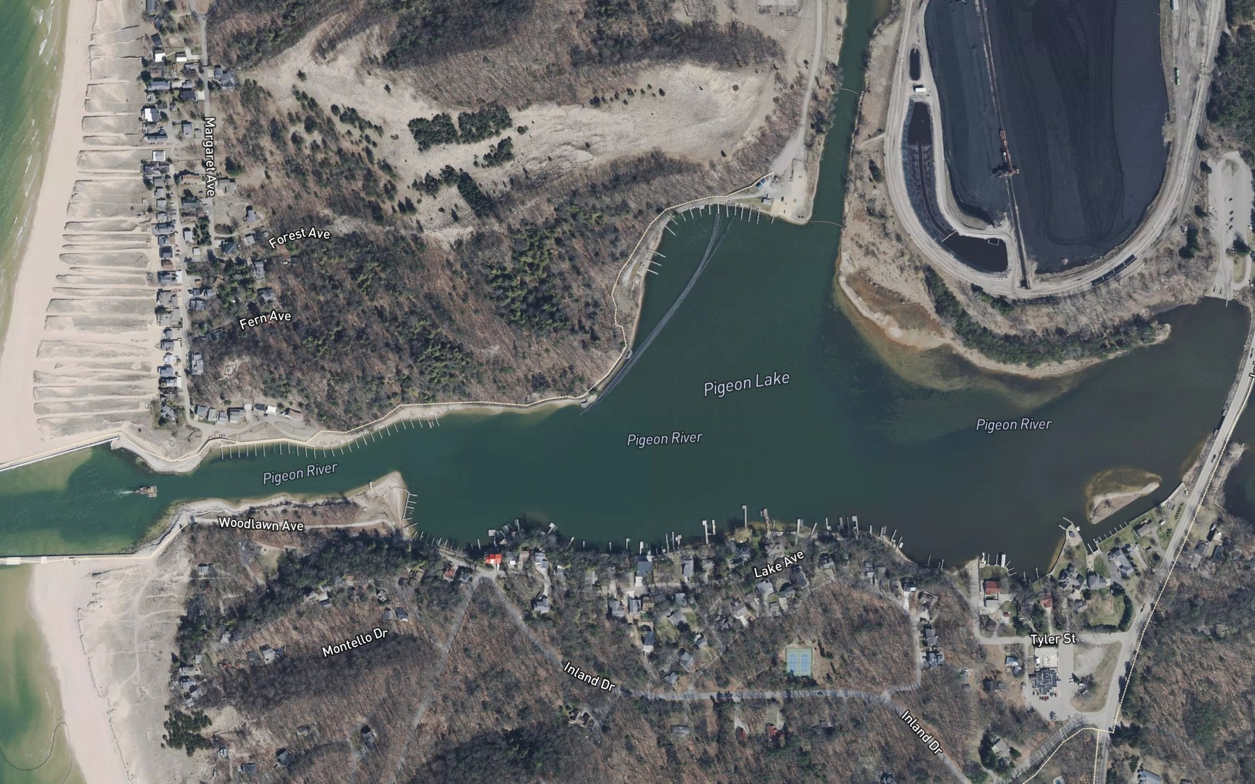 Satellite map of the Pigeon Lake