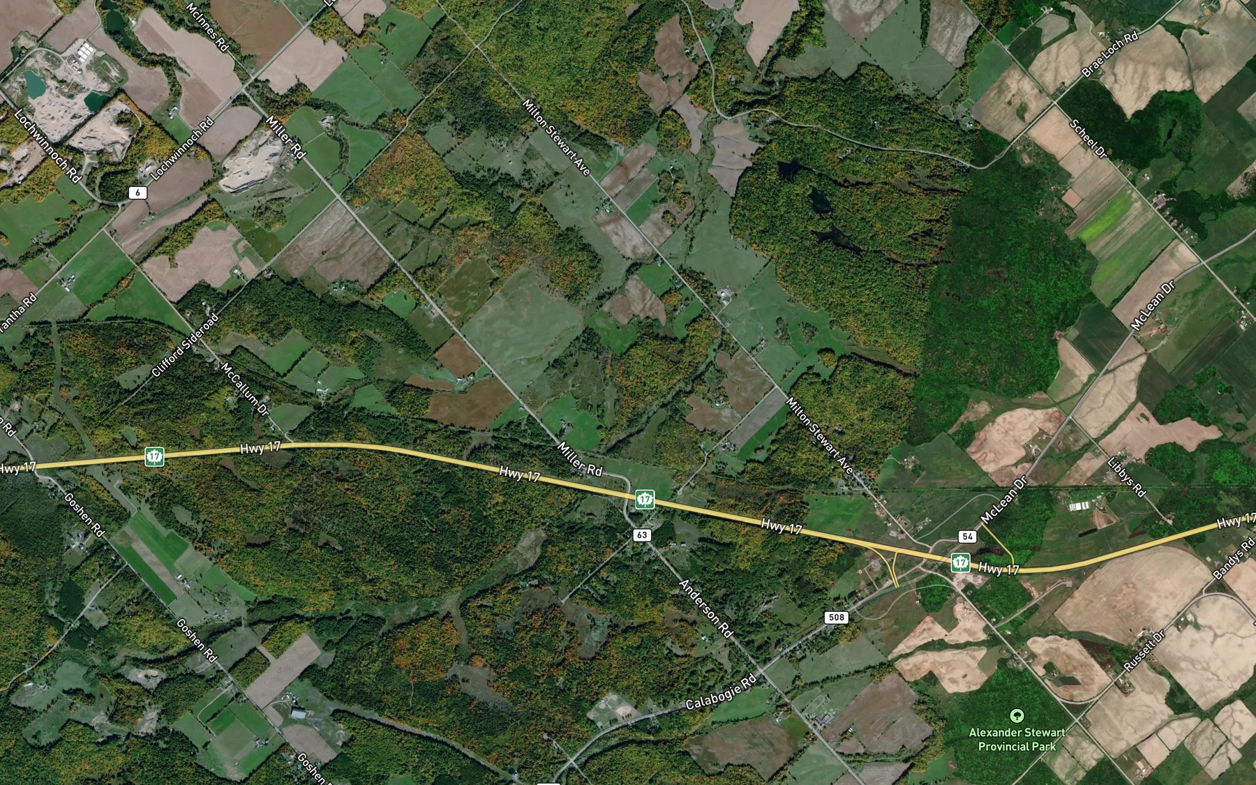 Satellite map of the Liffey Creek