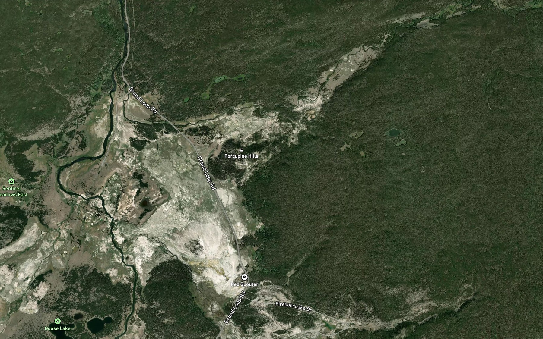 Satellite map of the Narcissus Geyser