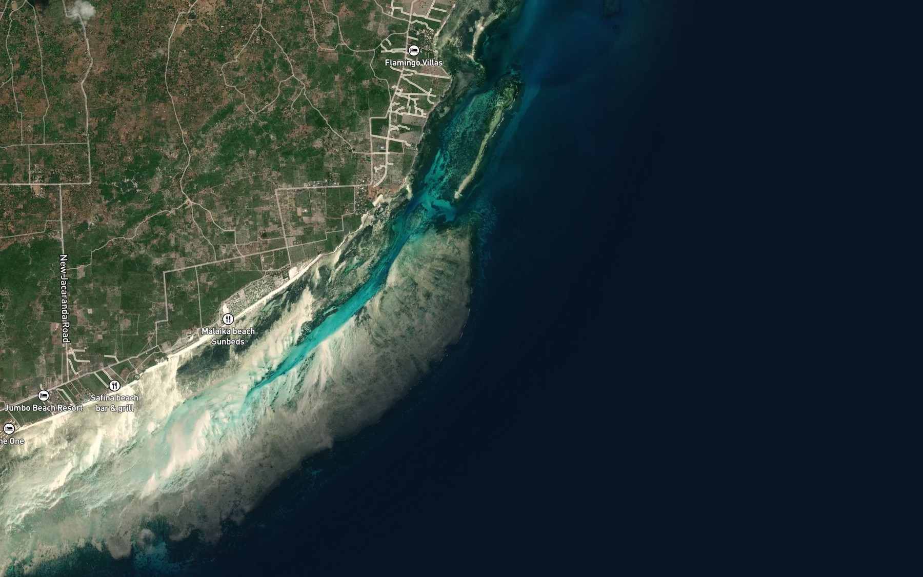 Satellite map of the Malindi Reef