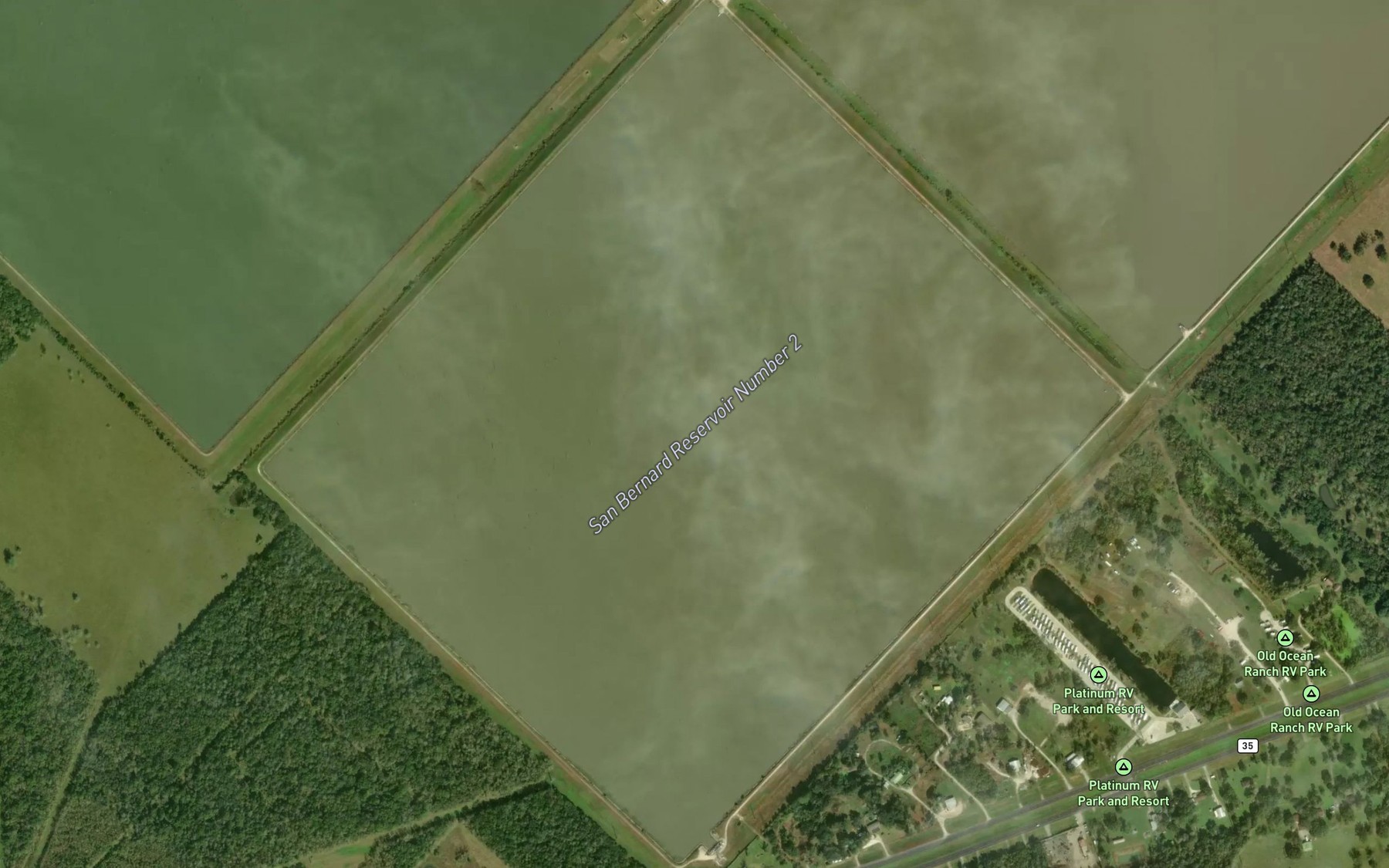 Satellite map of the San Bernard Reservoir Number 2