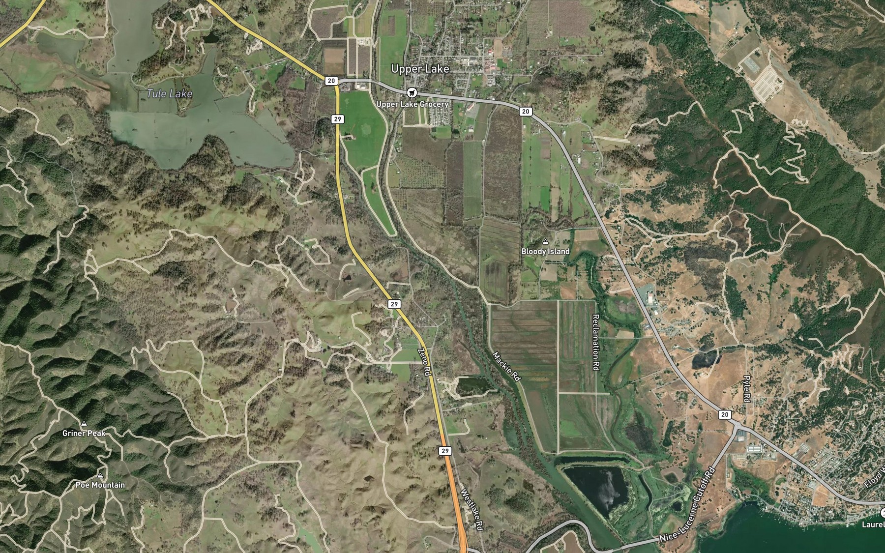 Satellite map of the Robinson Creek