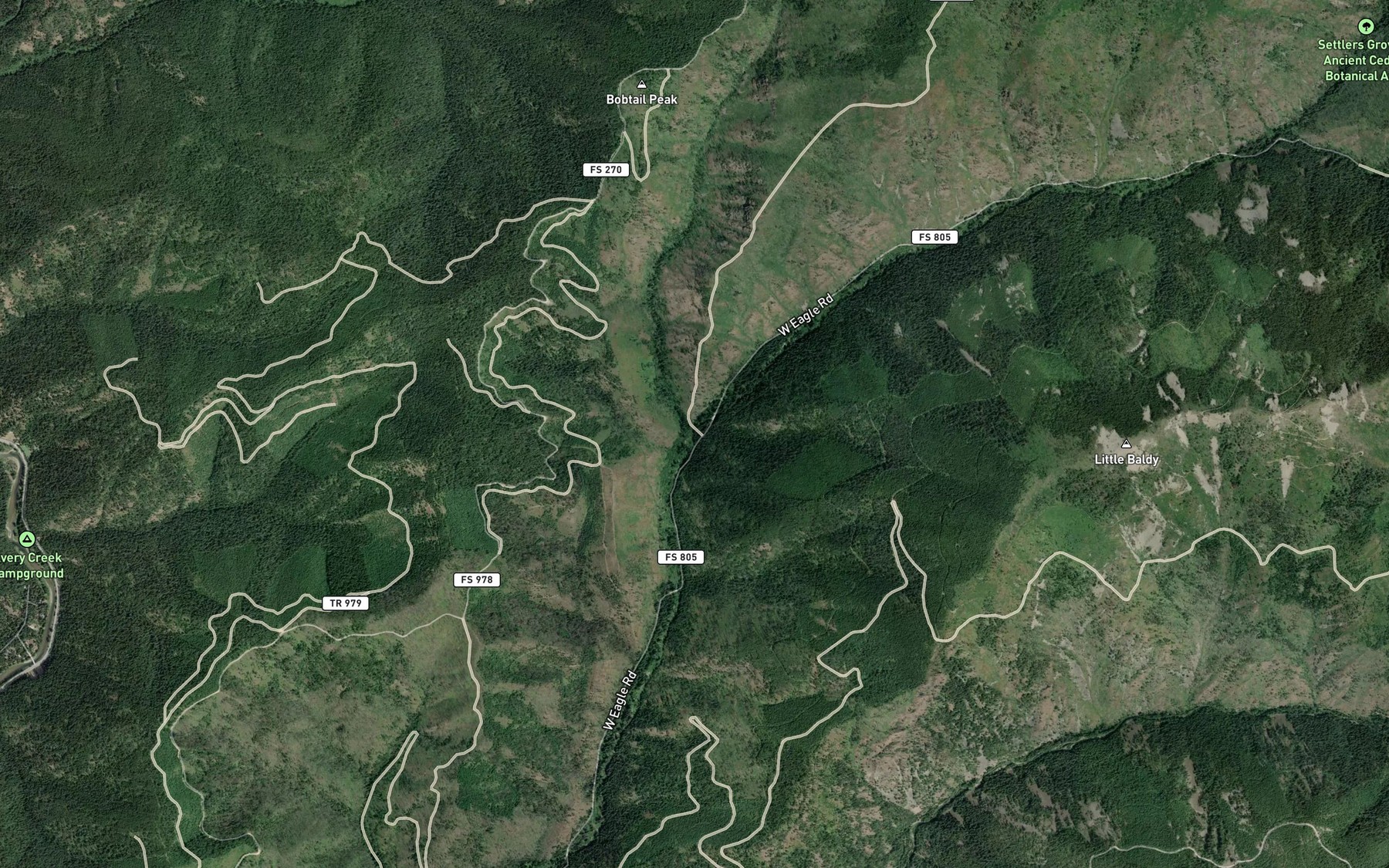 Satellite map of the Bobtail Creek
