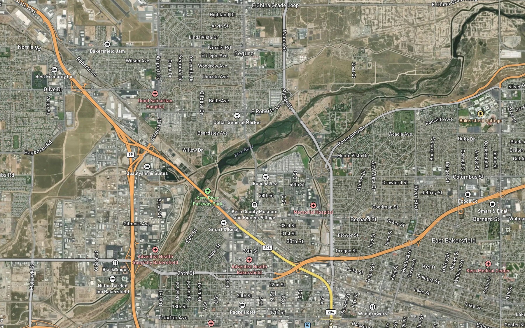 Satellite map of the Levee Number One Canal