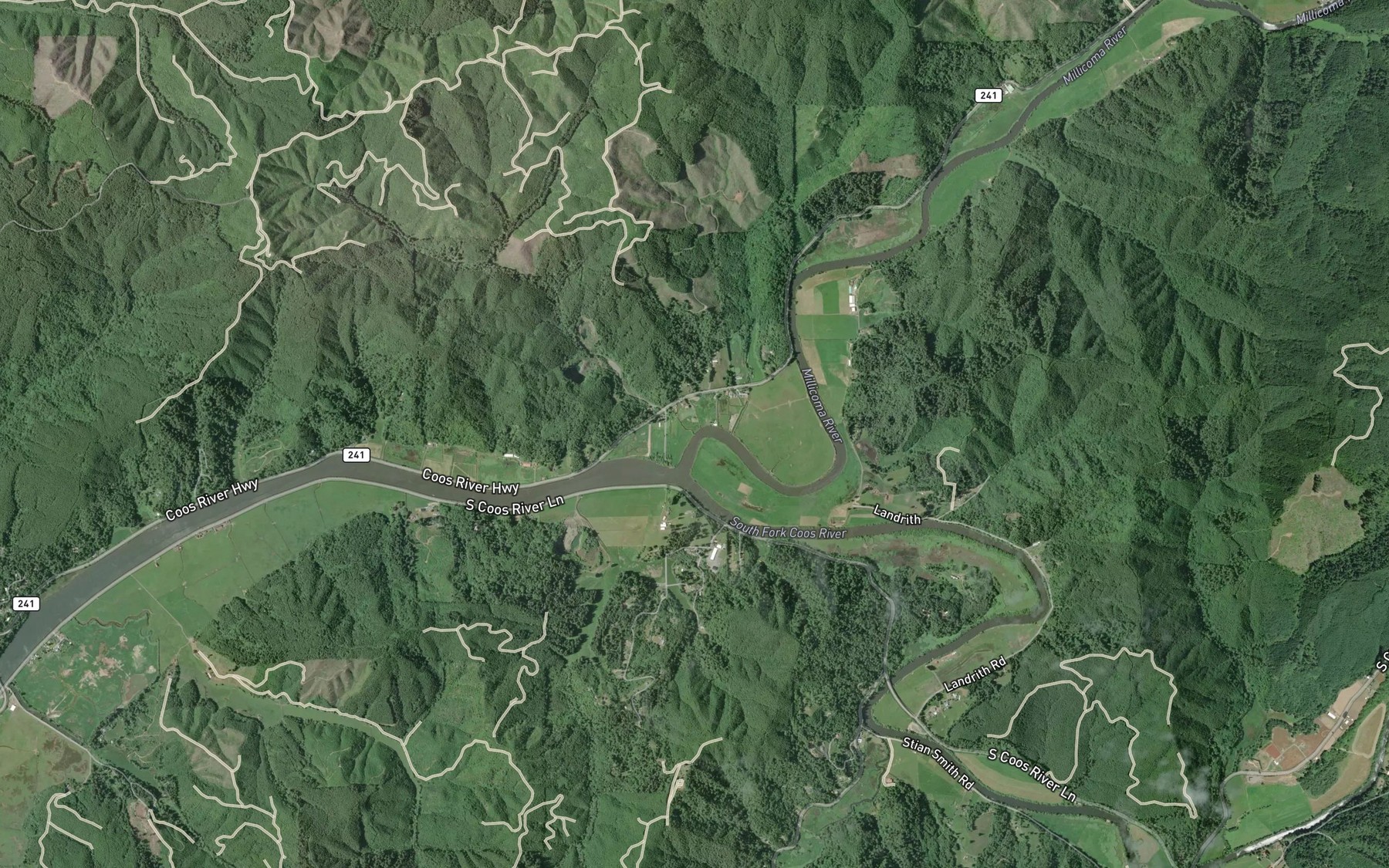 Satellite map of the Bridges Creek