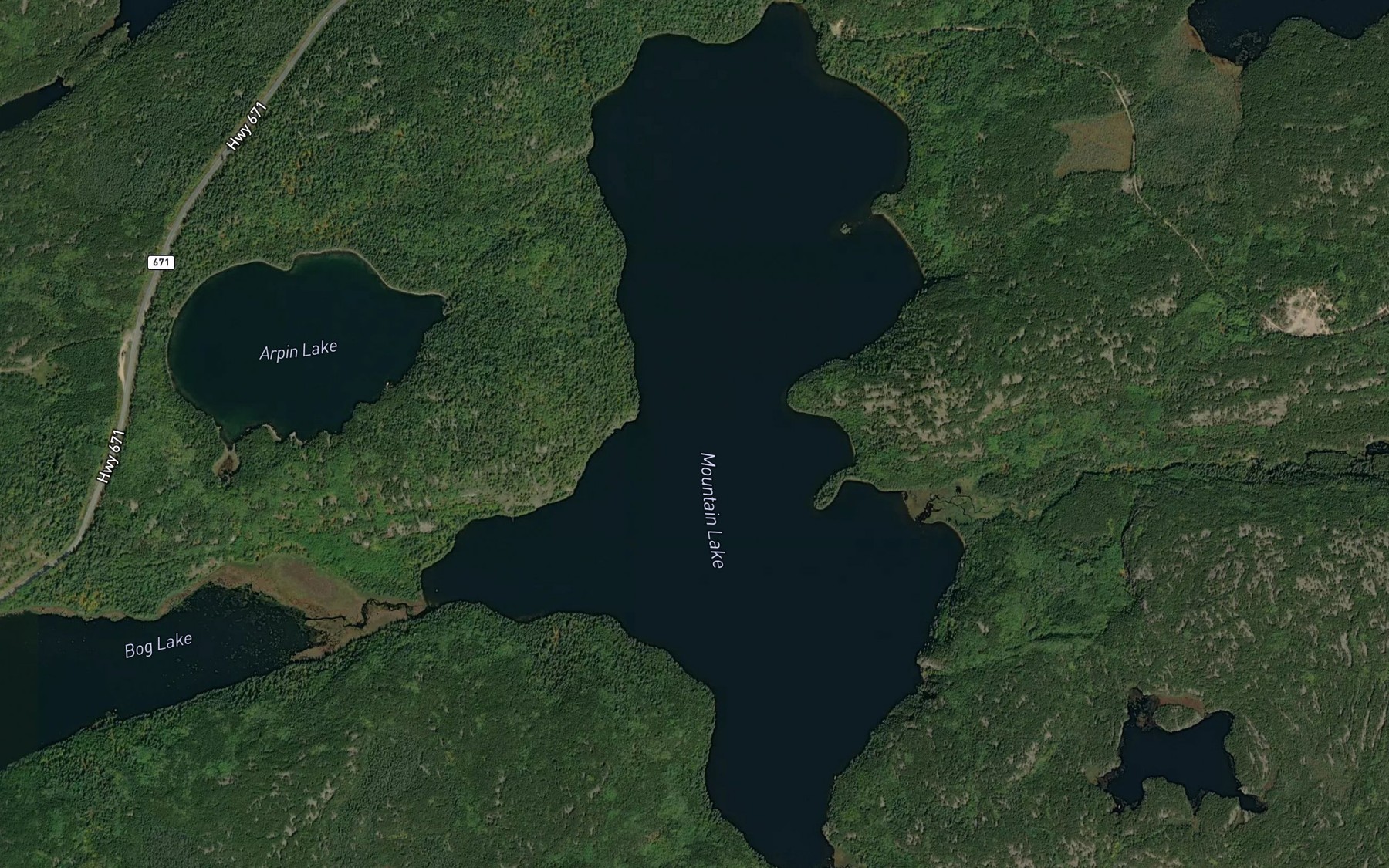 Satellite map of the Mountain Lake
