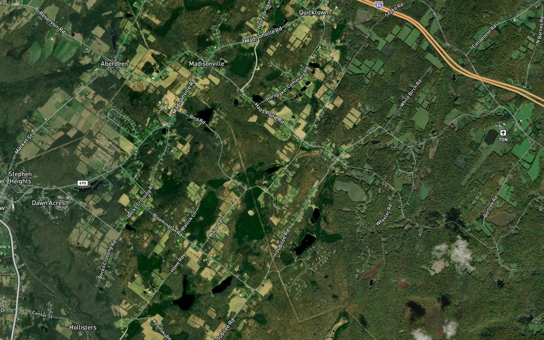 Satellite map of the Upper Wilcox Pond