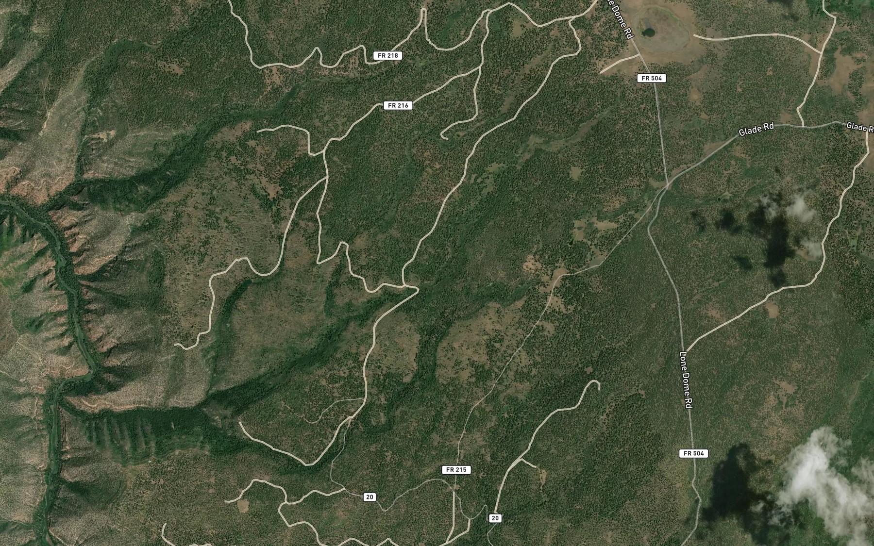 Satellite map of the Wild Bill Number Fourteen Reservoir