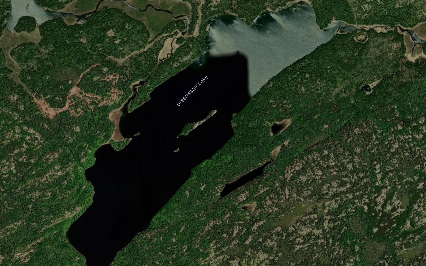 Satellite map of the Greenwater Lake